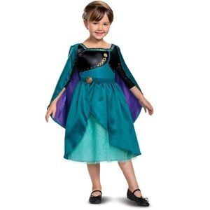 Disney Frozen 2 Anna Queen Deluxe Halloween Costume Dress w/Cape Sz XS 3-4 Years